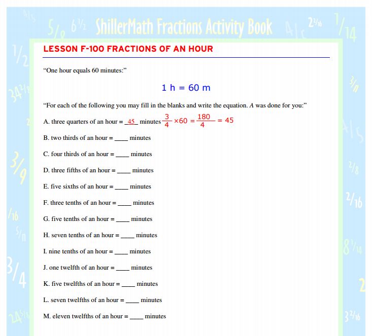 Fractions Lesson Book